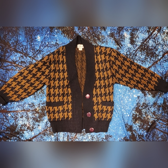 Vintage JH Collectibles Philosopher Lambswool Hounds Tooth sweater - Picture 1 of 2
